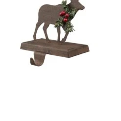 Glitzhome 7" Wooden & Metal Reindeer Stocking Holder -Northlight Sale Store D479495S 3