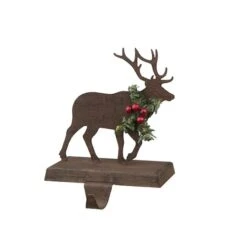 Glitzhome 7" Wooden & Metal Reindeer Stocking Holder -Northlight Sale Store D479495S 4