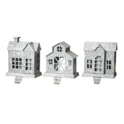 Glitzhome® 7" Galvanized House Stocking Holder Set -Northlight Sale Store D479498S 5