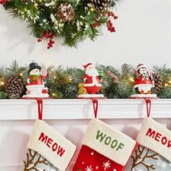 Glitzhome® 7" Santa, Snowman & Penguin Stocking Holder Set -Northlight Sale Store D479500S 4