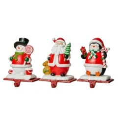 Glitzhome® 7" Santa, Snowman & Penguin Stocking Holder Set -Northlight Sale Store D479500S 6