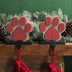 Glitzhome® Paw Print Christmas Stocking Holder Set -Northlight Sale Store D479511S 2