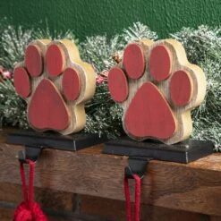 Glitzhome® Paw Print Christmas Stocking Holder Set -Northlight Sale Store D479511S 3
