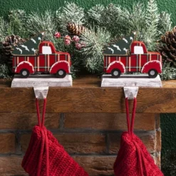 Glitzhome® Red Truck Stocking Holder Set 10 Glitzhome® Red Truck Stocking Holder Set -Northlight Sale Store D479513S 2