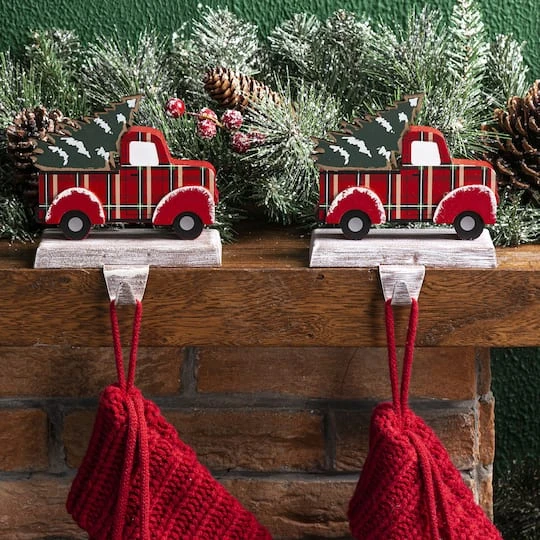 Glitzhome® Red Truck Stocking Holder Set 3 Glitzhome® Red Truck Stocking Holder Set - Image 3