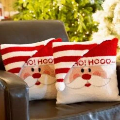 Glitzhome® Hooked 3D Santa Throw Pillow Set -Northlight Sale Store D479529S 3