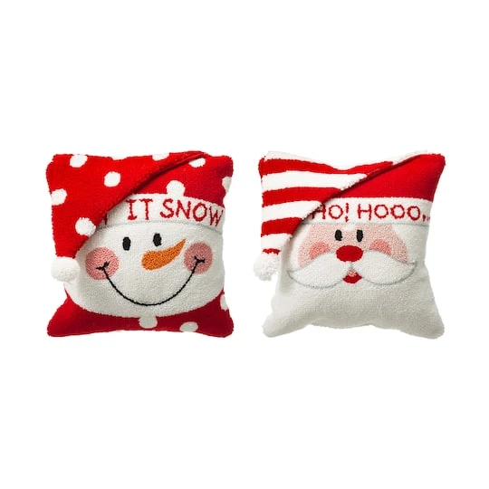 Glitzhome® Hooked 3D Santa & Snowman Throw Pillow Set 2 Glitzhome® Hooked 3D Santa & Snowman Throw Pillow Set - Image 2
