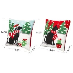 Glitzhome® Hooked Christmas Dog & Cat Throw Pillow Set 13 Glitzhome® Hooked Christmas Dog & Cat Throw Pillow Set -Northlight Sale Store D479539S 4