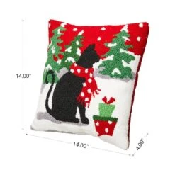 Glitzhome® Hooked Christmas Cat Throw Pillow -Northlight Sale Store D479540S 4