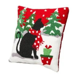 Glitzhome® Hooked Christmas Cat Throw Pillow -Northlight Sale Store D479540S 5