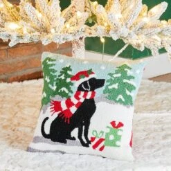 Glitzhome® Hooked Christmas Dog Throw Pillow -Northlight Sale Store D479541S 2