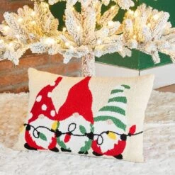 Glitzhome® Hooked Christmas Gnomes Throw Pillow -Northlight Sale Store D479542S 2