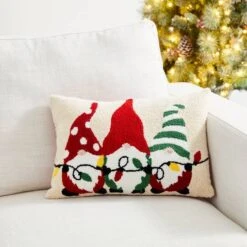 Glitzhome® Hooked Christmas Gnomes Throw Pillow -Northlight Sale Store D479542S 3