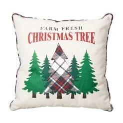 Glitzhome® Farm Fresh Heavy Cotton Christmas Tree Throw Pillow