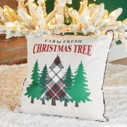 Glitzhome® Farm Fresh Heavy Cotton Christmas Tree Throw Pillow -Northlight Sale Store D479543S 2