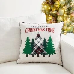 Glitzhome® Farm Fresh Heavy Cotton Christmas Tree Throw Pillow -Northlight Sale Store D479543S 3