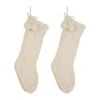 Glitzhome® 24" White Knitted Polyester Christmas Stocking With Pom Pom, 2ct.