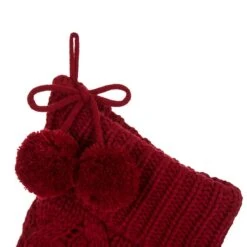 Glitzhome® 24" Red Knitted Polyester Christmas Stocking With Pom Pom, 2ct. -Northlight Sale Store D479603S 4
