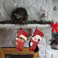 Glitzhome® 19" Penguin & Reindeer Hooked Stocking Set -Northlight Sale Store D479609S 2