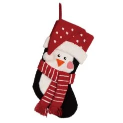Glitzhome® 19" Penguin & Reindeer Hooked Stocking Set -Northlight Sale Store D479609S 5