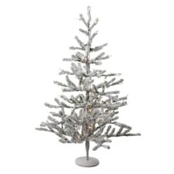 Northlight 3ft. Pre-Lit Flocked Alpine Twig Artificial Christmas Tree, White Lights