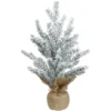 Northlight 12" Unlit Flocked Mini Pine Artificial Christmas Tree With Jute Base