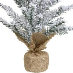 Northlight 12" Unlit Flocked Mini Pine Artificial Christmas Tree With Jute Base 5 Northlight 12" Unlit Flocked Mini Pine Artificial Christmas Tree With Jute Base -Northlight Sale Store D489954S 2