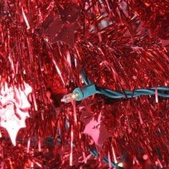 Northlight 6ft. Pre-Lit Red Tinsel Artificial Pop-Up Christmas Tree, Clear Lights -Northlight Sale Store D489968S 3