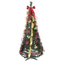 Northlight 6ft. Pre-Lit And Pre-Decorated Artificial Pop-Up Christmas Tree, Clear Lights