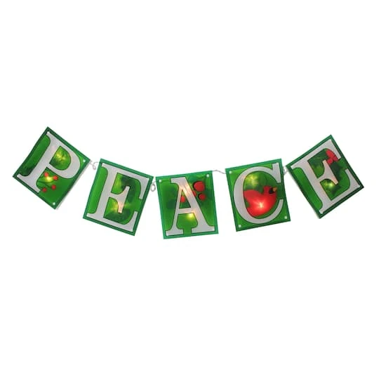 Impact 4.5ft. Shimmering Green Lighted Peace Garland 5 Impact 4.5ft. Shimmering Green Lighted Peace Garland - Image 5