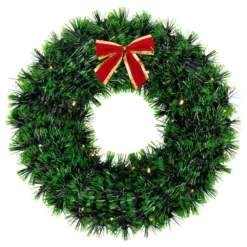 Northlight 17" Pre-Lit LED Green Tinsel Artificial Wreath With Bow -Northlight Sale Store D491024S 11
