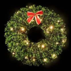 Northlight 17" Pre-Lit LED Green Tinsel Artificial Wreath With Bow -Northlight Sale Store D491024S 13