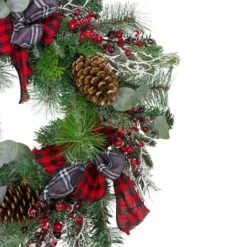 Northlight 24" Flocked Dual Plaid And Berries Artificial Wreath -Northlight Sale Store D491026S 4