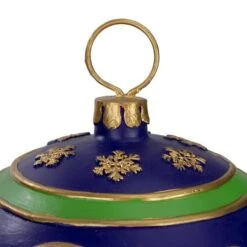 Northlight 12" Blue And Gold Painted Large LED Ball Ornament -Northlight Sale Store D491047S 3