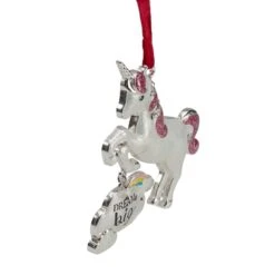 Northlight White And Silver Glitter Dream Big Unicorn Enamel Ornament -Northlight Sale Store D491055S 3