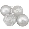 Northlight 4ct. Silver & Clear 2-Finish Glass Ball Ornaments