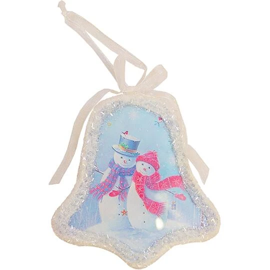 Northlight Blue & White Snowman Couple LED Bell Ornament 1 Northlight Blue & White Snowman Couple LED Bell Ornament
