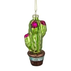 Northlight Green And Pink Potted Cactus Glass Ornament -Northlight Sale Store D491059S 11