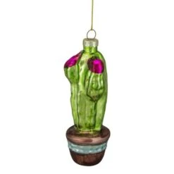 Northlight Green And Pink Potted Cactus Glass Ornament -Northlight Sale Store D491059S 13