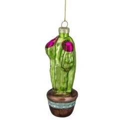 Northlight Green And Pink Potted Cactus Glass Ornament -Northlight Sale Store D491059S 2