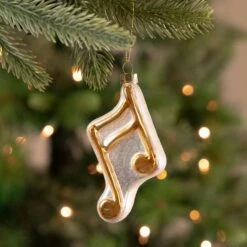 Northlight Gold & White Eighth Note Music Symbol Glass Ornament -Northlight Sale Store D491061S 12
