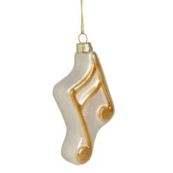 Northlight Gold & White Eighth Note Music Symbol Glass Ornament -Northlight Sale Store D491061S 13
