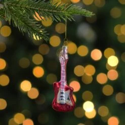 Northlight Red & Silver Bass Guitar Glass Ornament 16 Northlight Red & Silver Bass Guitar Glass Ornament -Northlight Sale Store D491062S 12