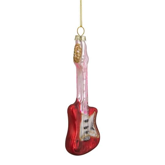 Northlight Red & Silver Bass Guitar Glass Ornament 8 Northlight Red & Silver Bass Guitar Glass Ornament - Image 8