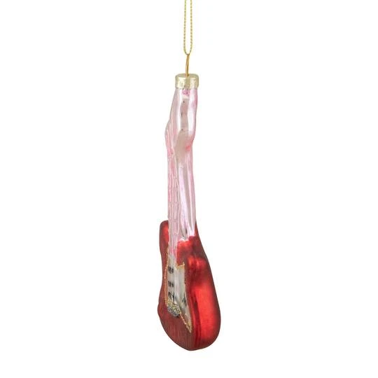 Northlight Red & Silver Bass Guitar Glass Ornament 9 Northlight Red & Silver Bass Guitar Glass Ornament - Image 9