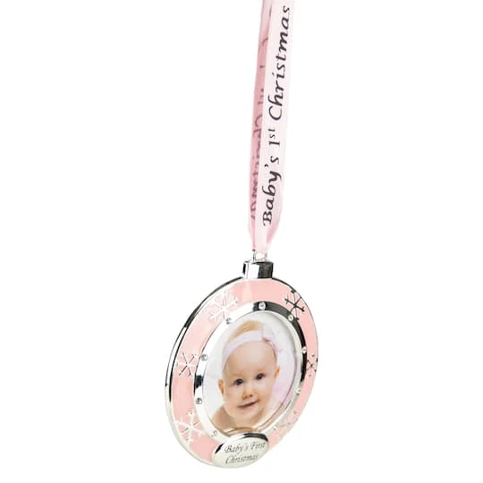 Northlight Pink & Silver Baby's First Christmas Crystal Embellished Photo Ornament 6 Northlight Pink & Silver Baby's First Christmas Crystal Embellished Photo Ornament - Image 6