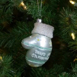 Northlight Mint Green Baby's 1st Christmas Mitten Glass Ornament 8 Northlight Mint Green Baby's 1st Christmas Mitten Glass Ornament -Northlight Sale Store D491067S 2