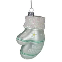 Northlight Mint Green Baby's 1st Christmas Mitten Glass Ornament 9 Northlight Mint Green Baby's 1st Christmas Mitten Glass Ornament -Northlight Sale Store D491067S 3