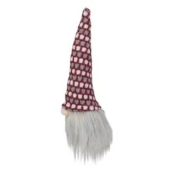 Northlight 8" Red, White & Gray Knit Gnome Head LED Ornament -Northlight Sale Store D491071S 2