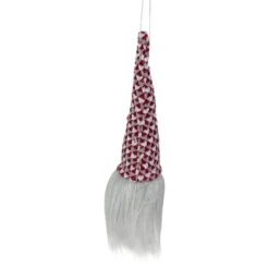 Northlight 8" Red, White & Gray Knit Gnome Head LED Ornament -Northlight Sale Store D491071S 3